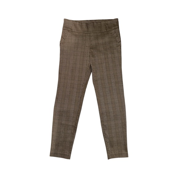 Soho Pants - SOHO Apparel Ltd. Plaid Brown Dress Pants with Faux Pockets - L